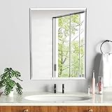 Warmiehomy Frameless Bathroom Mirror Rectangle Wall Mounted Decorative Wall Mirror with Bevelled Edges for Bathroom Bedroom Living Room Entryways Hallway(50cm x 70cm)
