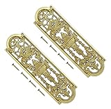 TERF® 225mm X 70mm Antique Solid Brass Fancy Finger Plate 225mm X 70mm (9'' X 2.76'') Door Push Plate Fancy Finger Plate Including Fixing Screw - Pack of 2
