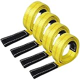 Robbor Lift Sling Webbing Straps 2 inch 7 Foot Tree Saver Winch Straps 13,000 Lbs Lift Sling w/Reinforced Eyes Heavy Duty Recovery ATV UTV Tow Straps 4 PK