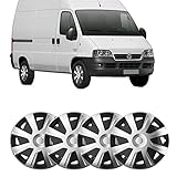 UKB4C 4 x 15 Silver Black Van Trim/Hub Caps Deep Dish Alloy Look fits Fiat Ducato