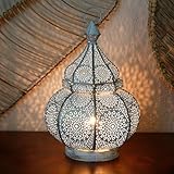 Casa Moro Oriental Metal Lantern, Alima White Gold, 30cm, Moroccan, Wedding Lantern