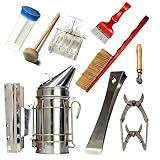 ERMWALR 8 Piece Beekeeping Tool Set Hive Smoker Beekeeping Equipment Hive Tools Beekeeping Accessories Suitable for Beginners and Professional Beekeepers