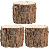 Operitacx 3Pcs Wood Bark Flower Pots - Rustic Tree Stump for Indoor and Outdoor Decoration Perfect for Fresh or Dried Flowers