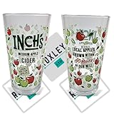 Roxley X2 Inch's Rolling Apple Cider Pint Pot Mug Glass Beer Man Cave Lager Large 56 CL Glass One Pint Also Comes with 2 Beer Mats Made in UK Great Gift Set