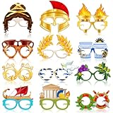 Harrycle 36 Pcs Greek Mythology Decor Ancient Greece Theme Eyeglasses Paper Glasses Frame Greece Photo Booth Props Greek Party Favors Toga Decorations for Greece God Birthday Party Supplies