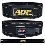 AQF Leather Weight Lifting Belt - IPL and USPA Approved Powerlifting Belt Back Support - 4” Wide x 10mm Thick Lever Buckle Cowhide Leather Deadlifting Training Bodybuilding Belt (Black, M)