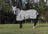Jump Equestrian Horse Fly Rug Zebra Print Full Neck All In One Belly And Tail Flap Elastic Neck With Free Fly Mask (6'0'')