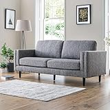 Loft Porto Tweed Fabric Sofa - 3 Seater - Living Room Furniture - Foam Filled Cushions (Mid Grey, 3 - SEATER)