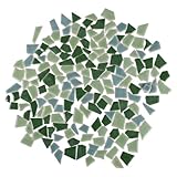 Tofficu 200g Green Ceramic Tiles for DIY Crafts, Irregular Shape Pieces for Home and Garden Decoration, Smooth and Safe for Art Projects