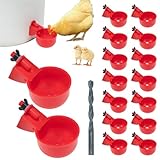 TXZWJZ Automatic Poultry Drinkers Set - 16 Chicken Water Dispensers with Drill, Suitable for Duck, Goose, Turkey, Pigeon