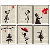 INFUNLY 6 Set Banksy Girl Posters Banksy Canvas Wall Art 8x10inch Red Balloon Graffiti Wall Art Print Unframed Little Girl Wall Poster Abstract Modern Canvas Painting for Living Room Bedroom Home