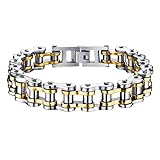 PACKOVE Titanium Steel Biker Chain Bracelet for Men 8.5 Inch Motorcycle Link Jewelry with over Clasp Durable Bike Chain Accessory