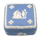 Vintage Jasperware Blue and White Trinket Square Box 4" in Exellent Condition
