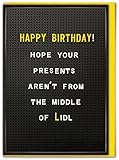 Brainbox Candy - Funny Birthday Card - 'Presents From The Middle Of Lidl'- Hilarious Cards For Him Her - Cheeky Humour Birthday Cards - For Men Women Friends Mates
