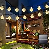 Garlocht Solar Garden Lights Outdoor Waterproof, 50LED 7M/23Ft Solar Fairy Lights, Crystal Ball Lights with 8 Modes, Decorative Lighting for Home, Yard, Patio, Party,Christmas (Warm White)