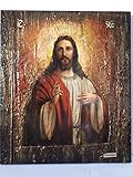 Jesus Christ - Wooden Greek Christianity Byzantine Orthodox Icon- Antique Style Icons
