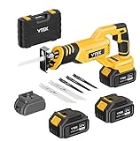 VTEK Brushless Cordless Reciprocating Saw,20V Cordless Reciprocating Saws 3 Variable Speed,0-3000RPM Reciprocating Saws for Woods/Metal/Plastic Cutting