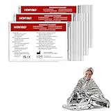 HONYAO® Emergency Blanket 3pcs, Foil Blanket Silver, Thermal Blanket 210×160 cm, Survival Blanket Perfect for Outdoors Survival Car Hiking Marathons First Aid, Tear Resistant