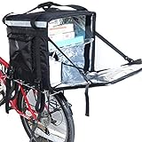 PK-92Z: Big Insulated Pizza Delivery Bag with Cup Holder, 16" L x 16" W x 16" H, Thermal Food Delivery Box For Scooter, Heat Insulated Food Delivery Bag For Bike, Side Loading, 2-Way Zipper Closure