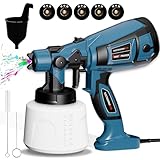Paint Sprayer, 800W Paint Spray Gun with 1400ML Container, Fence Paint Sprayer with 5 Nozzles and 3 Patterns, HVLP Electric Spray Gun for Garden Fence, Cabinet, Walls, Furniture