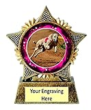 Greyhound Trophy Star 90mm Award Antique Gold Resin Racing Greyhound Track Dog Free Engraving - A
