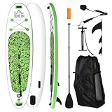 HOMCOM Inflatable Stand Up Paddle Board, 10' x 30" x 4", Non-Slip SUP, with ISUP Accessories, Hand Pump, 3 Fins, Adj Paddle for Youth Adult Beginners/Experts