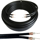 Loops 25M Twin 2x WF65 Thin Coaxial Black Cable - Shotgun Satellite/Aerial Sky Plus/HD Freesat - Drum
