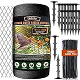 Extra Strong Garden Netting - 4 x 10m Heavy Duty Anti Bird Net Garden Plant Fruit Netting - 100pcs Cable Ties, 20pcs Plastic Ground Pegs, Netting Mesh for Plants Fruit Veg Patch Grass Seeds Pond Leaf