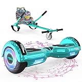 MEGA MOTION Hoverboard Go Kart, Hoverboards with Hoverkart for kids, 6.5 Inch Two-Wheel Self Balancing Hoverboard with Bluetooth Speaker, with LED Lights, Gift for Children and Teenager