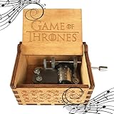 MINGZE Wooden Music Box - Hand Crank Musical Box, A variety of styles Hand Engraved Wooden Music Box, for Home Decoration Crafts Birthday Gift (game of Thrones（wood color）)