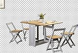 Furniture 321 Country Elegant Drop Leaf Butterfly Dining Table Set with 4 Stowaway Foldaway Chairs Space Saving Dining Set(PINE & GREY)