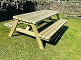 MG Timber Heavy Duty Premium, A-frame Picnic table, Bench. Made From Pressure Treated Swedish Redwood (ROUND CORNERS, 5FT)