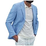 Linen Blazers for Men UK Lightweight Jackets Mens Blazers Smart Casual Leisure Sporty Sports Jacket Regular Fit Blazer Summer Jacket Blue L