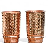 Pure Copper Hammered Cup & Tumbler Set of 2 | Copper Glasses for Water Premium Tumblers for Daily Use & Gift Sets | Ayurveda Health Benefits - 350 Ml Capacity (Hammered Cup)