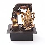Ganesha with Water Cups Indoor Water Fountain with LED Light | Size 21*17.5*25 Cm | USB adaptor Included