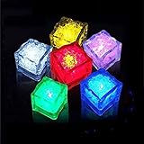 NiCoLa 12PCS LED Ice Cubes Light Multicolor LED Liquid Sensor Ice Cubes Lamp Neon Light up ice Cubes Battery Powered Party Decorative for Champagne bar Home Weddings Steady Flash Modes (Multicolor)