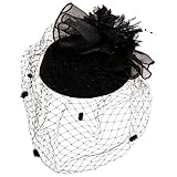 Ro Rox Net Ruffle Fascinator Flower Hat Retro Pinup 40's 50's Wedding Party, Black, One Size