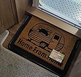 Shop4allsorts Caravan Doormat Home From Home Novelty Compact Mat Natural Coir PVC Backed Entrance Mat 36cm x 50cm