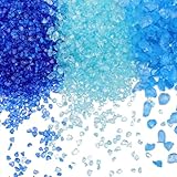 SUNNYCLUE 1 Box 300g 3 Colors Blue Crushed Glass Bulk Broken Glass Chips Mini Irregular Crystal Pieces Chunky Sequins for Nail Arts Resin Art Craft DIY Vase Filler jewellery Making Decoration Supplies