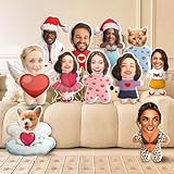 Funmii Custom Face Pillow, Personalised Dog Cat Pet Photo Stuffed Funny Pillows, 3D Printing Head Body Shaped Plush Stuffed Pillow for Home Sofa Decor Valentine's Day Christmas Doll Gift for Couples