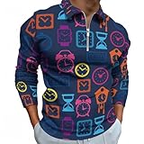 TZTTZT Long Sleeve Polo Shirts for Men - Color Clock Polo Shirts Mens Shirts Casual Golf Shirts Black