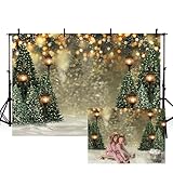 MEHOFOND 7x5ft Winter Christmas Tree Snowflake Green Newborn Photography Background Snow Scene Glitter Bokeh Portrait Backdrops Xmas Birthday Baby Shower Party Photo Banner Props