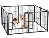 HOMIDEC Dog Pen, 8 Panel Puppy Pen with Door, High 60cm Indoor/Outdoor Dog Playpen, Portable Detachable Pet Run Enclosures for Puppies, Cats, Rabbits and Other Animals (Black)