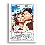 Grease Cast Signed A4 Poster Photo Print Framed Autograph Gift 1978 Movie Film John Travolta Olivia Newton-John (A4 Poster Only)