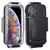 PULUZ 40m / 130ft Smartphone Waterproof Case for iphone XS Max Deep Sea Diving Case Support Shockproof Snowproof Dirtproof IP68 Waterproof Cover Case Underwater Housing (Black for iPhone XS Max)