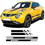 AZIKEN Car Door Side Stripes Skirt Sticker Car Hood Bonnet Racing Body Kit Decal ，For Nissan Juke Nismo Sport F15 F16 Accessories