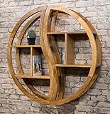 Delex Floating Wall Shelf Solid Mango Wood Round 2 Part Shelving Unit Bookcase (light)