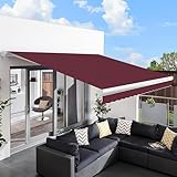 Primrose 3.0m x 2.5m Electric Awning Full Cassette DIY Patio Awning Gazebo Canopy (9ft 10") Complete with Fittings and Winder Handle (Burgundy)