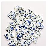 Mosaic Tiles, 100g Irregular Mosaic Tiles Ceramic Blue White Pottery Pieces for Making DIY Hobby Wall Crafts Decoration(White)