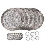 Penguin Home Handcrafted Glass Beaded Round Placemats, Coasters & Napkin Rings Set of 18 - Handmade Table Place Mats for Dining - 32 cm (13") Diameter (Silver)
